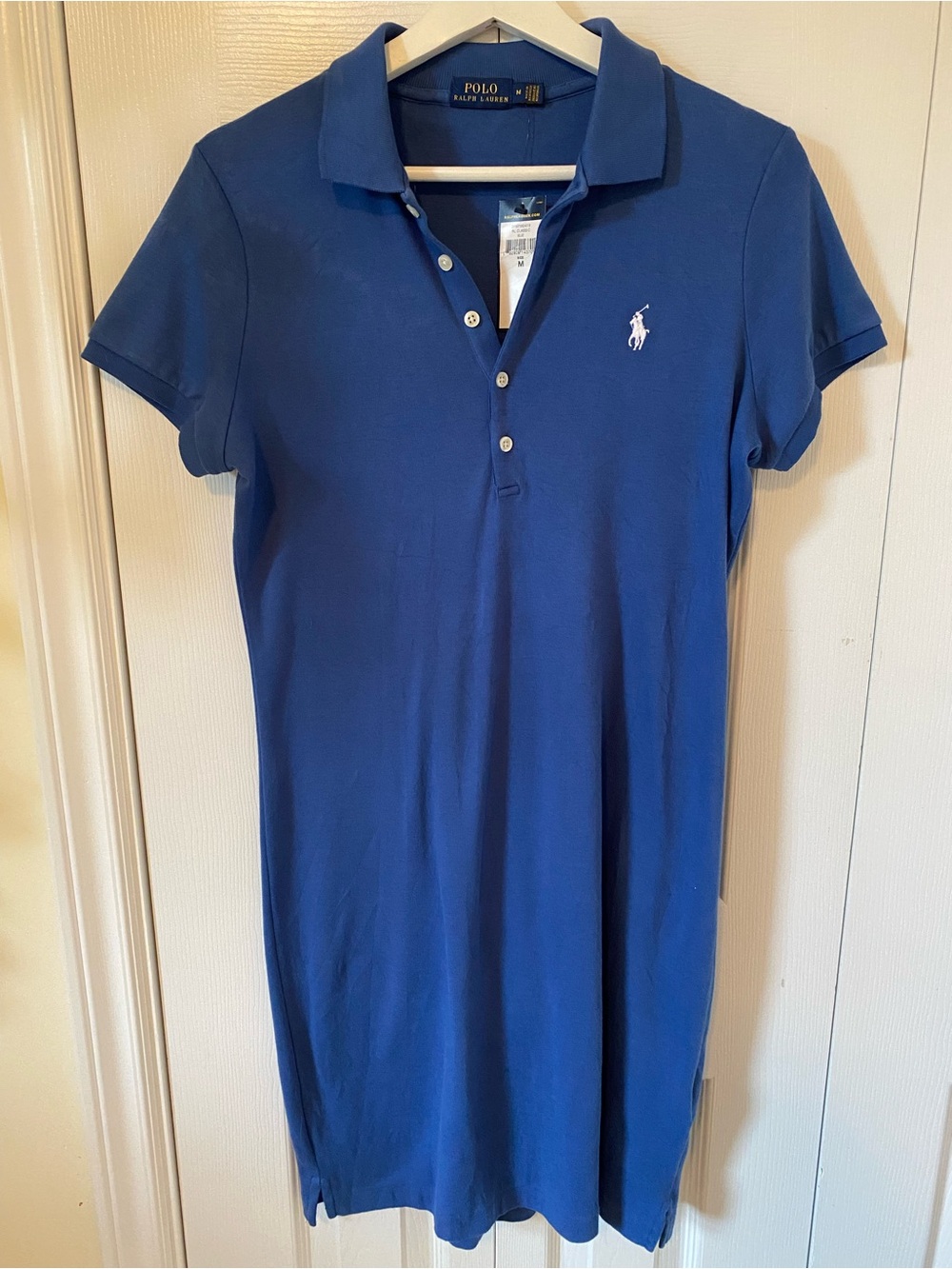 Polo Ralph Lauren 5 button placket Polo dress Classic Blue Med NWT tiny hole